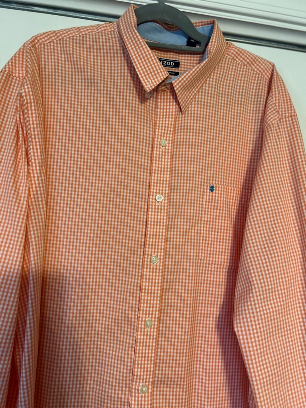 Izod Men's Orange Gingham Button-Down Shirt XXL